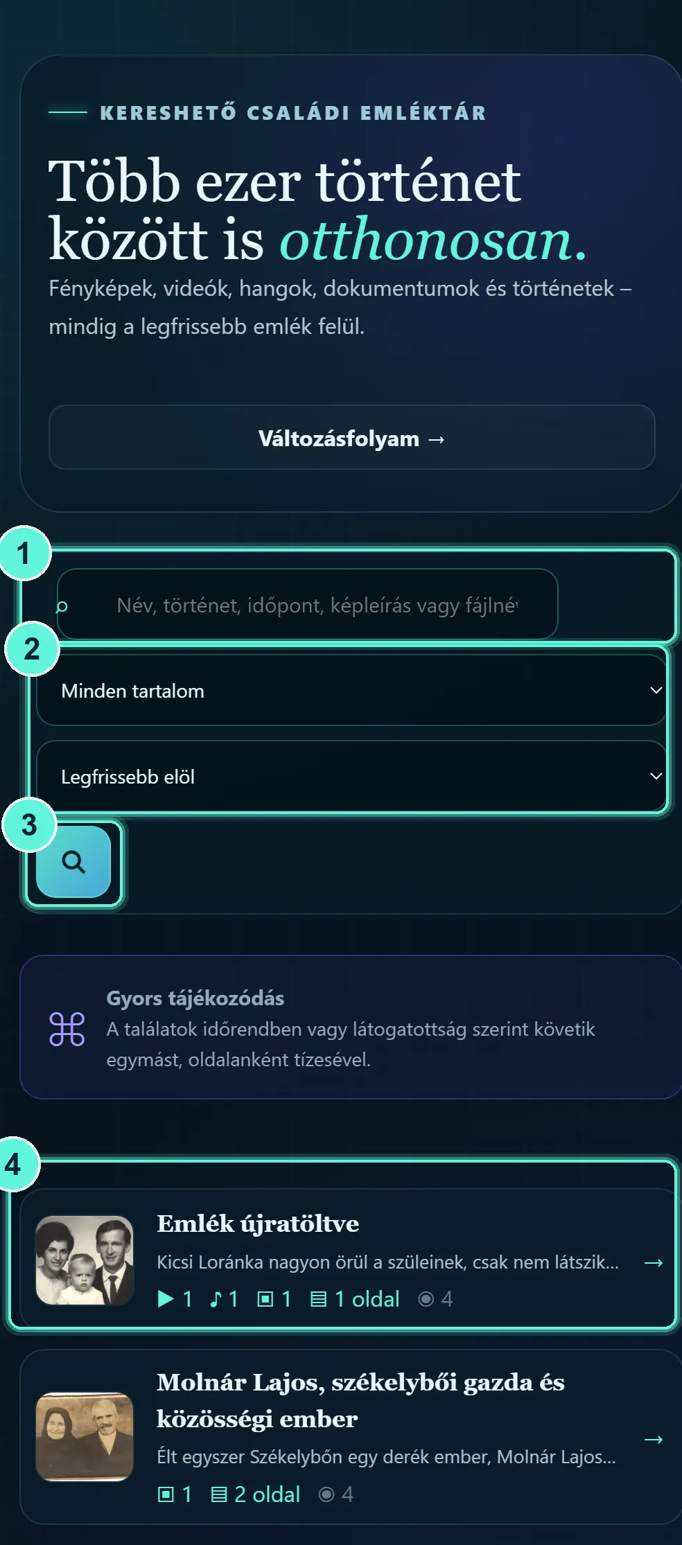 Az emléktár jelölésekkel
